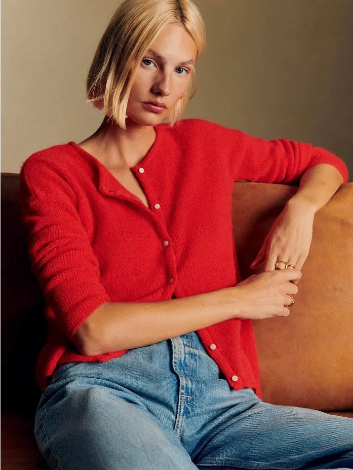 Gaspard Szane Women's Red Button-Front Sweater Cardigan